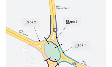 Corte parcial intersección rotonda rutas 3 y 6