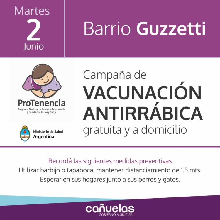 Esta semana continúa el plan de vacunación antirrábica a domicilio