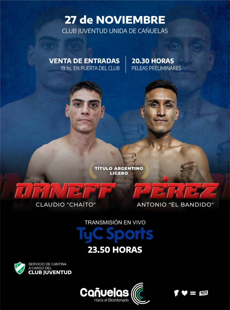Velada boxística en Cañuelas: Chaito Daneff expone su título argentino