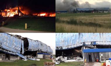 Dantesco incendio devoró al frigorífico Cabaña Argentina