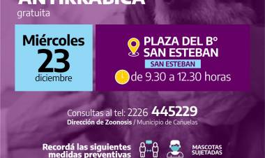 Vacunación antirrábica, continuará en San Esteban