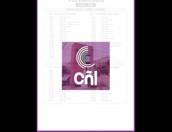 NUEVOS HORARIOS PARA URIBELARREA - LÍNEA 502
