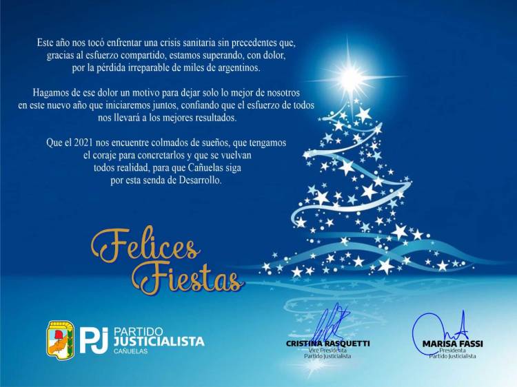 Felices Fiestas - Saludos del Partido Justicialista de Cañuelas
