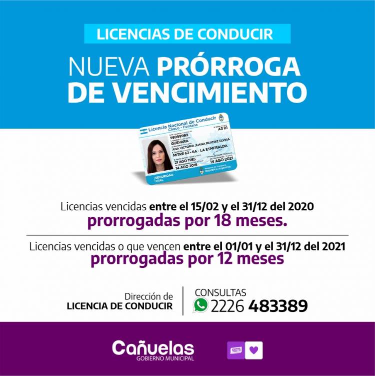 Nuevas prórrogas en los vencimientos de licencias de conducir