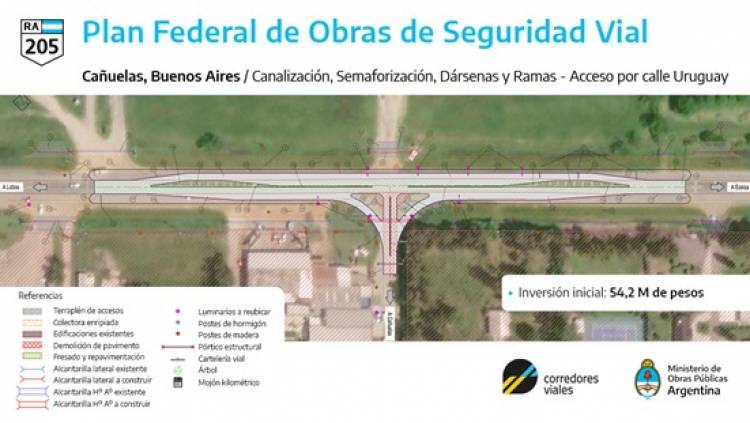 Llaman a licitación para construir la dársena y semaforización del acceso de R205 y Uruguay