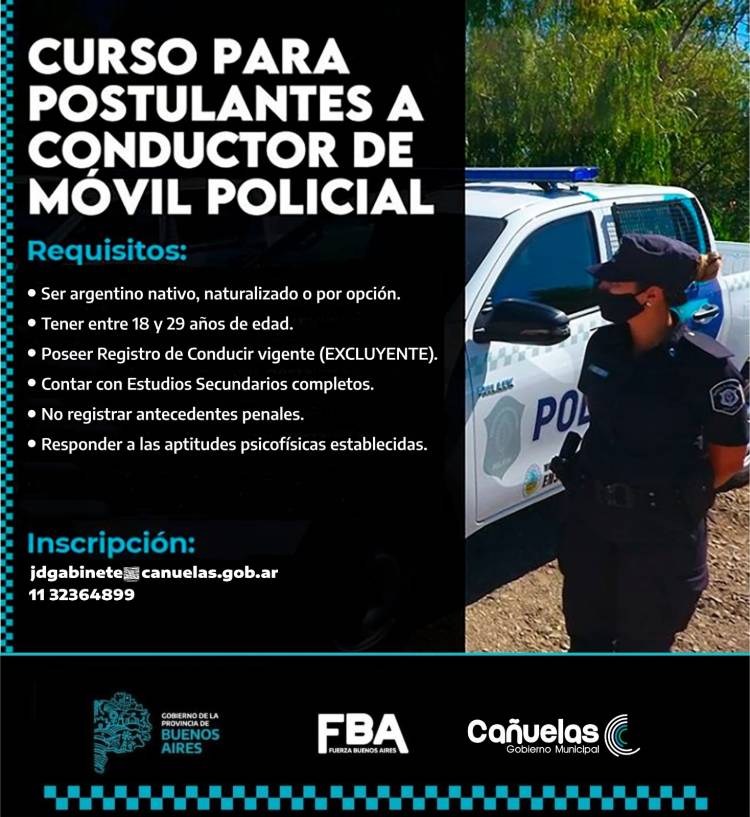 El Ministerio de Seguridad convoca a aspirantes para ser conductores de móviles policiales