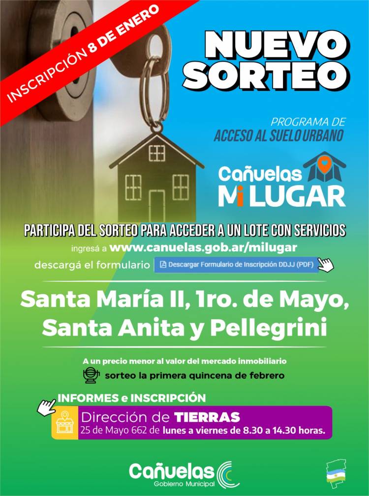 Comenzará la inscripción para una nueva edición del programa “Cañuelas Mi Lugar”